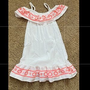 Girls white and hot pink swimsuit cover up dress